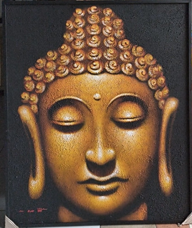 Art Buddha Head Sand Finish Framed