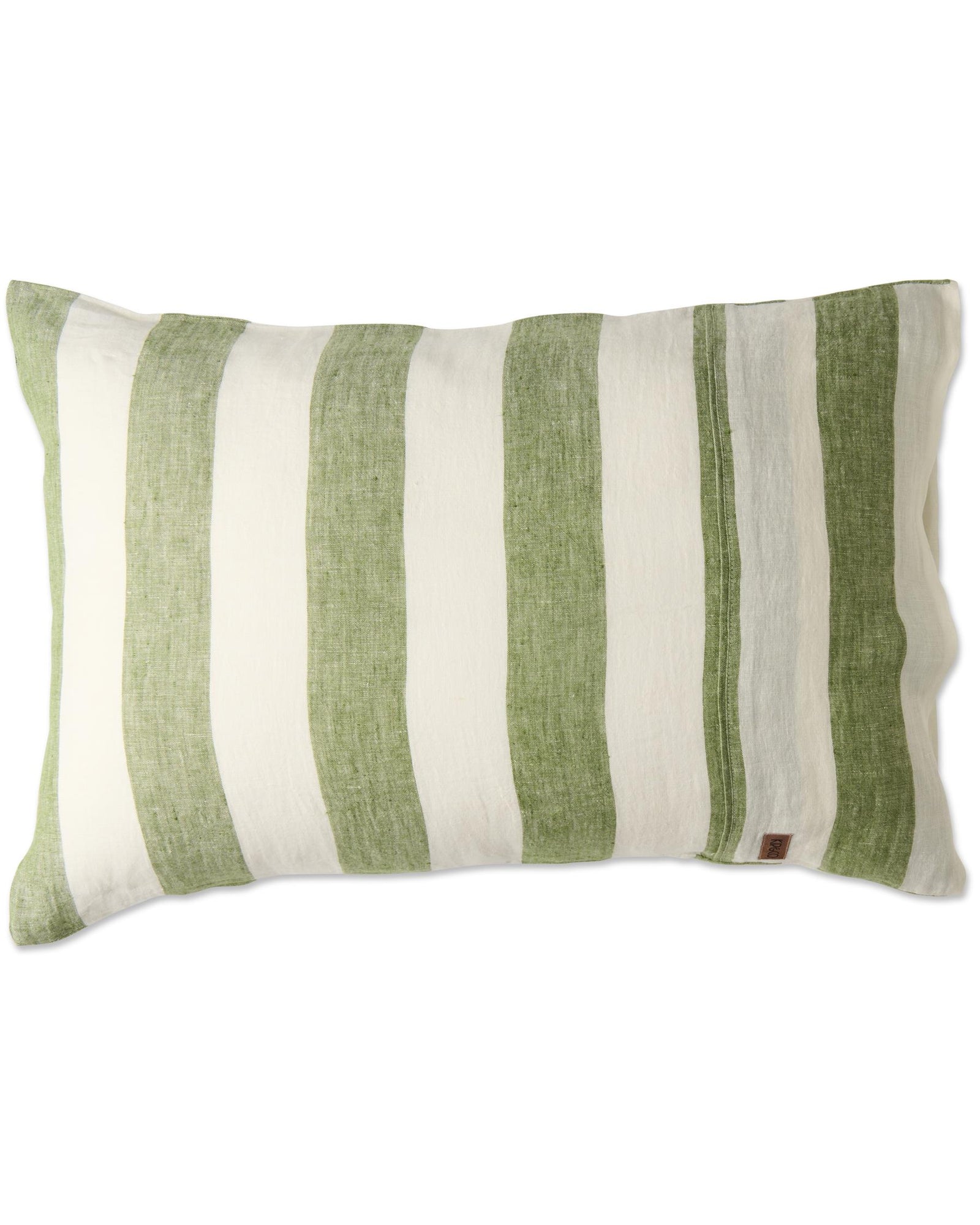 Linen Pillowcase Std Set Moss Stripe