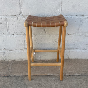 Bar Stool Woven Leather Camel