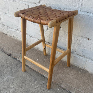 Bar Stool Woven Leather Camel