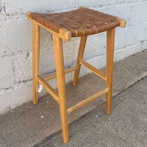 Bar Stool Woven Leather Camel