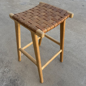 Bar Stool Woven Leather Camel
