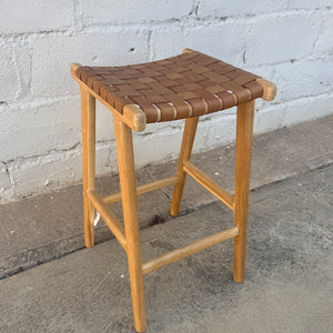 Bar Stool Woven Leather Camel