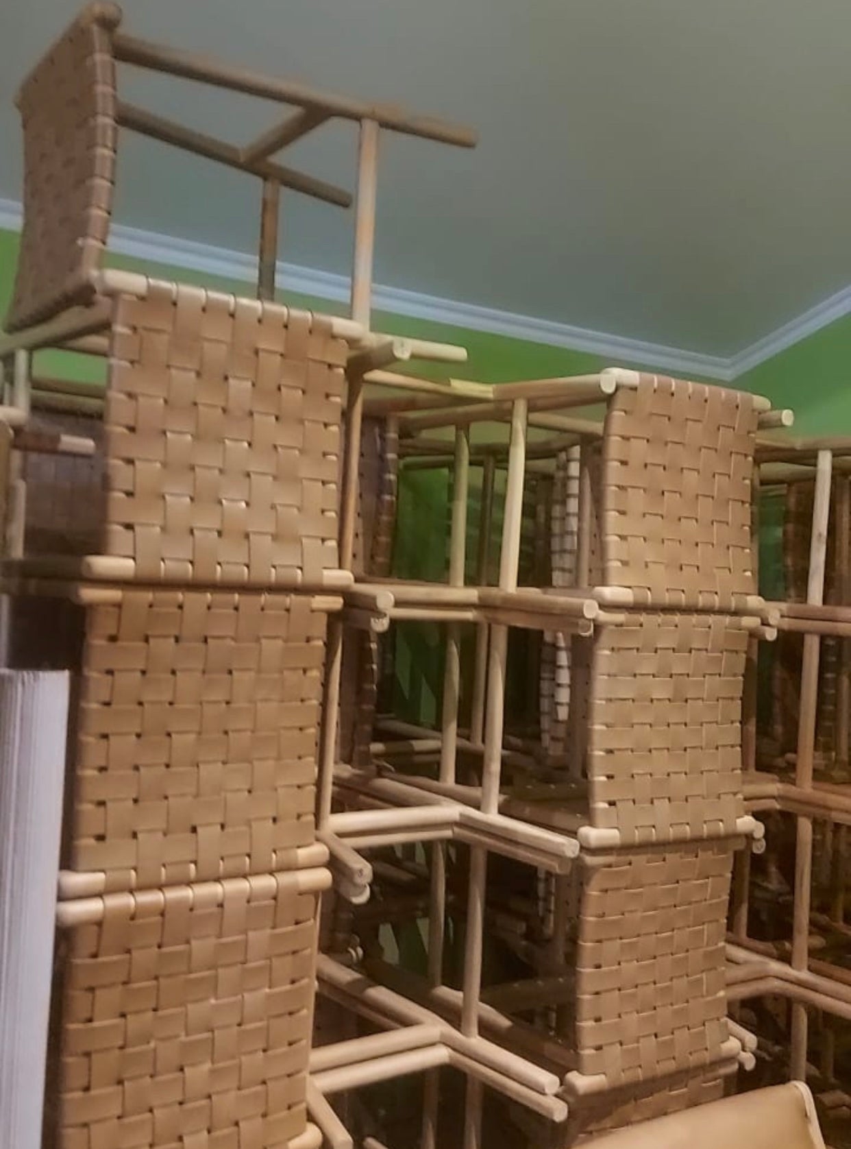 Bar Stool Woven Leather Walnut