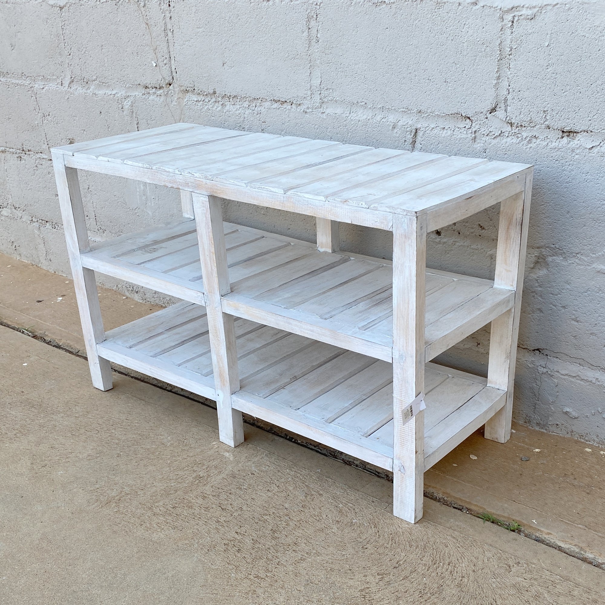 Bookcase White Wood Wide 2 Section