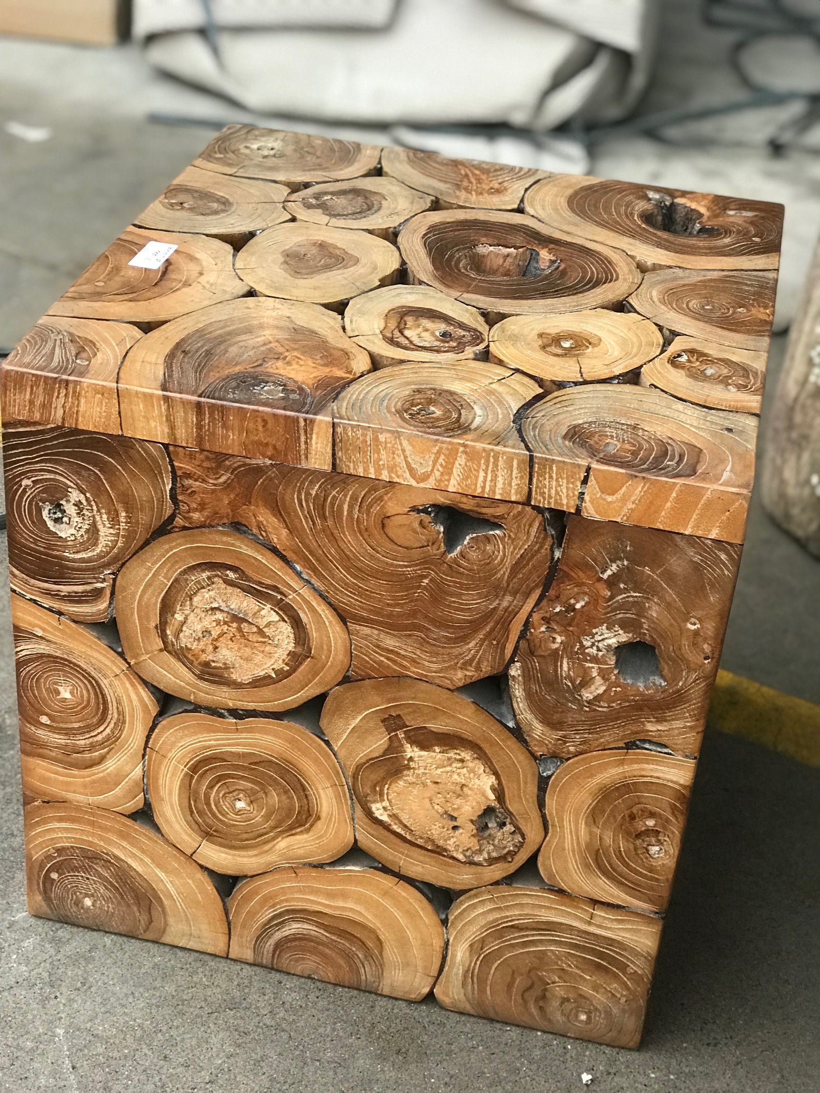 Teakwood Cube Side Table