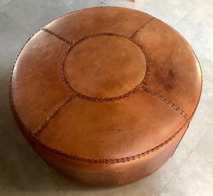 Ottoman Large Tan Leather