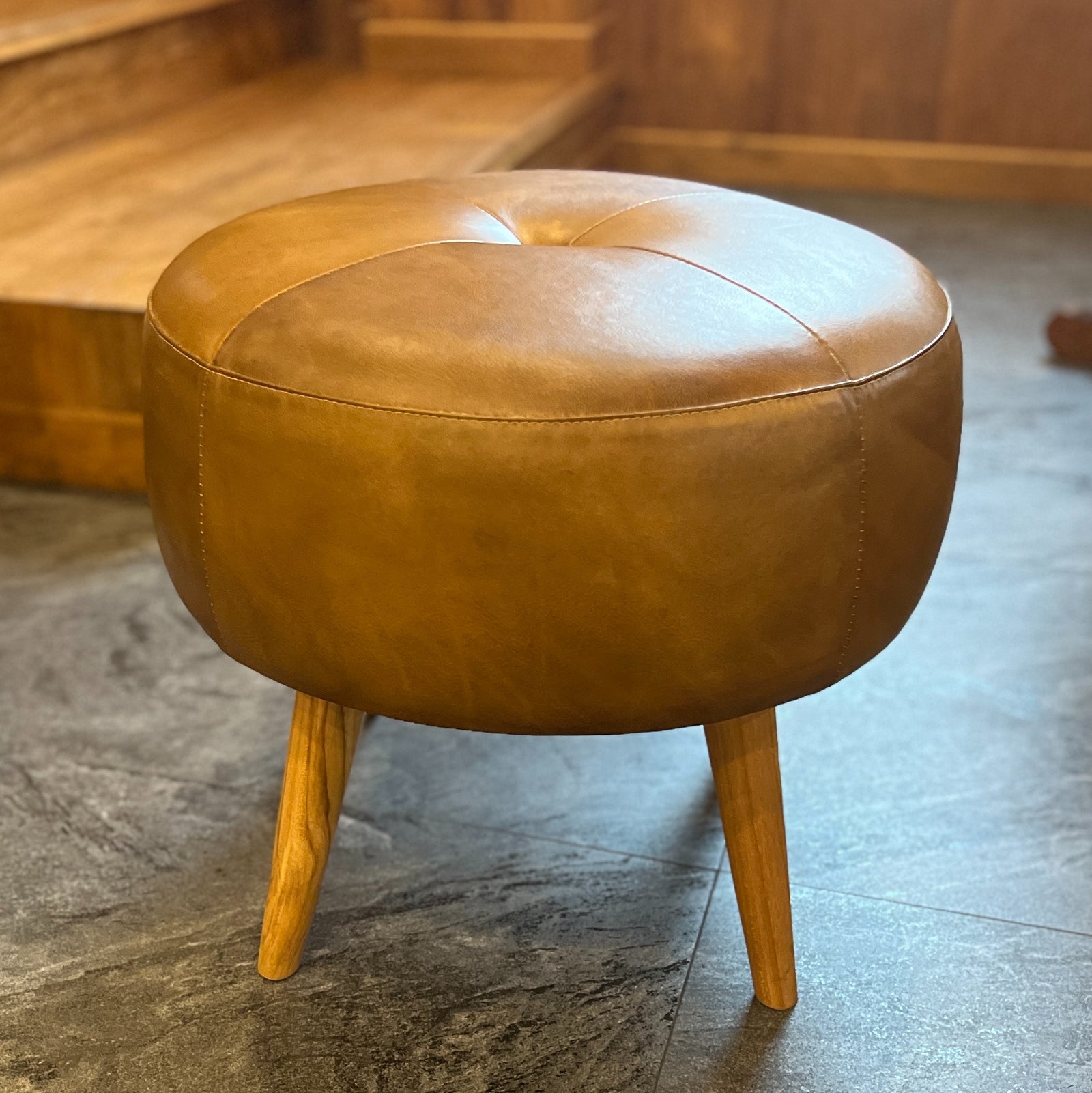 Ottoman Faja Walnut Leather