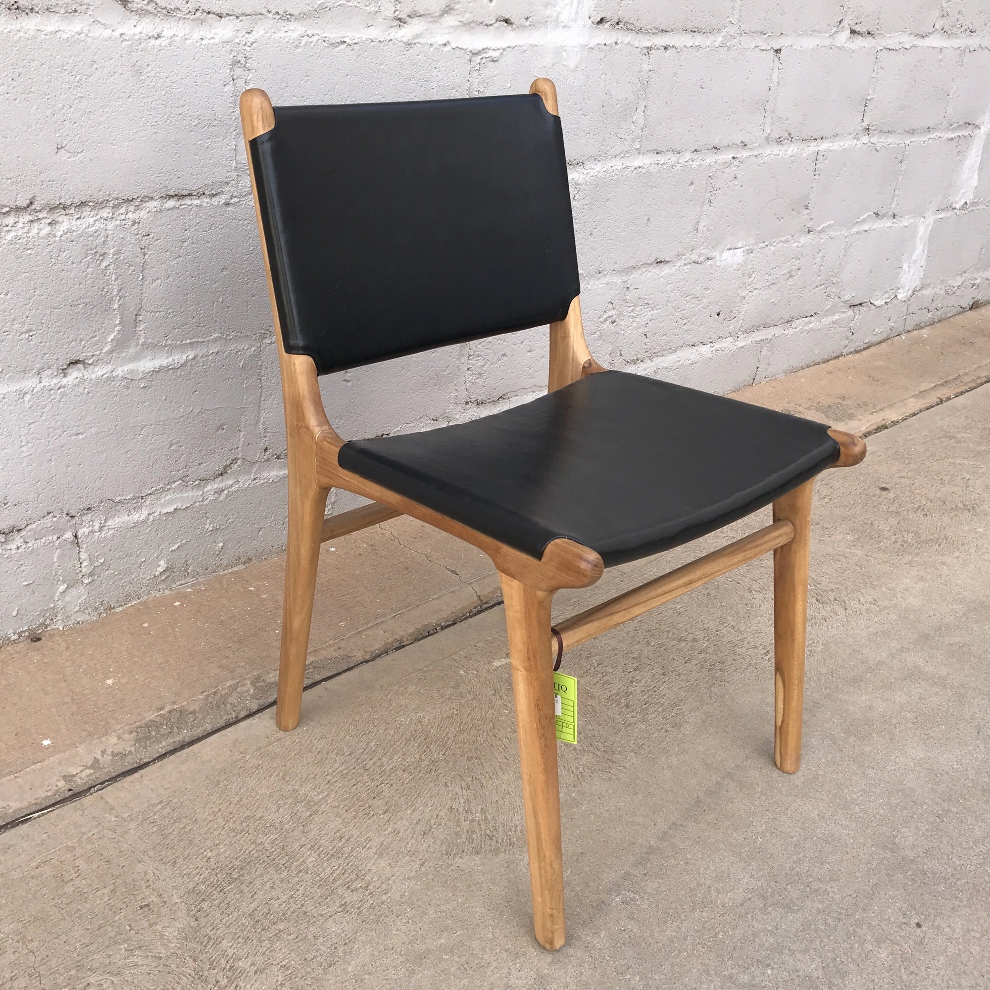 Dining Chair Leather Flat Black