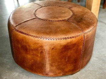 Ottoman Large Tan Leather