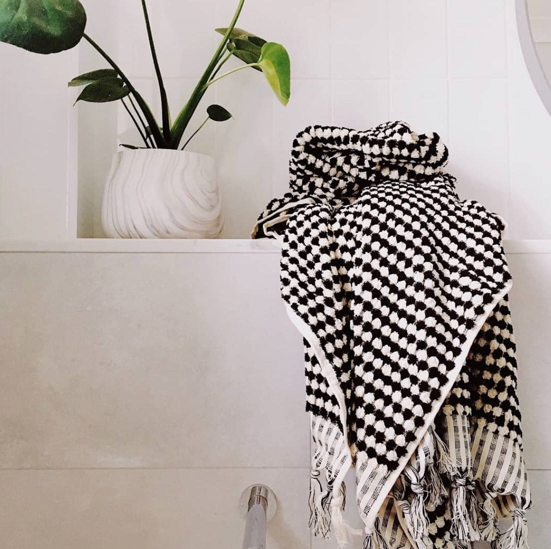 Turkish Bath Towel Black & White