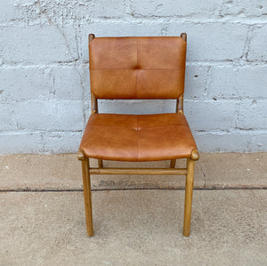 Dining Chair Leather Padded Camel