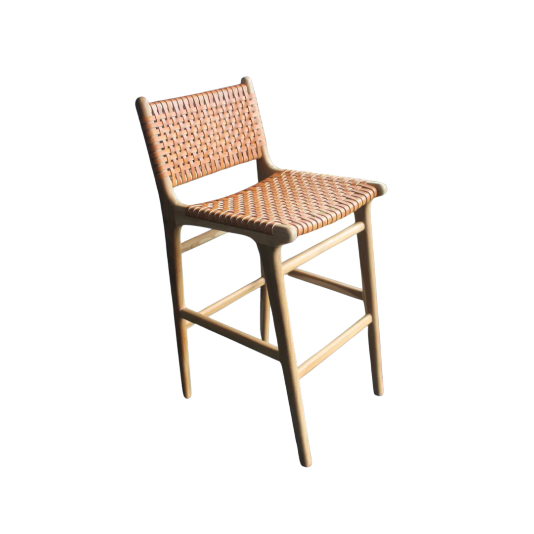 Bar Stool Woven Thin Walnut