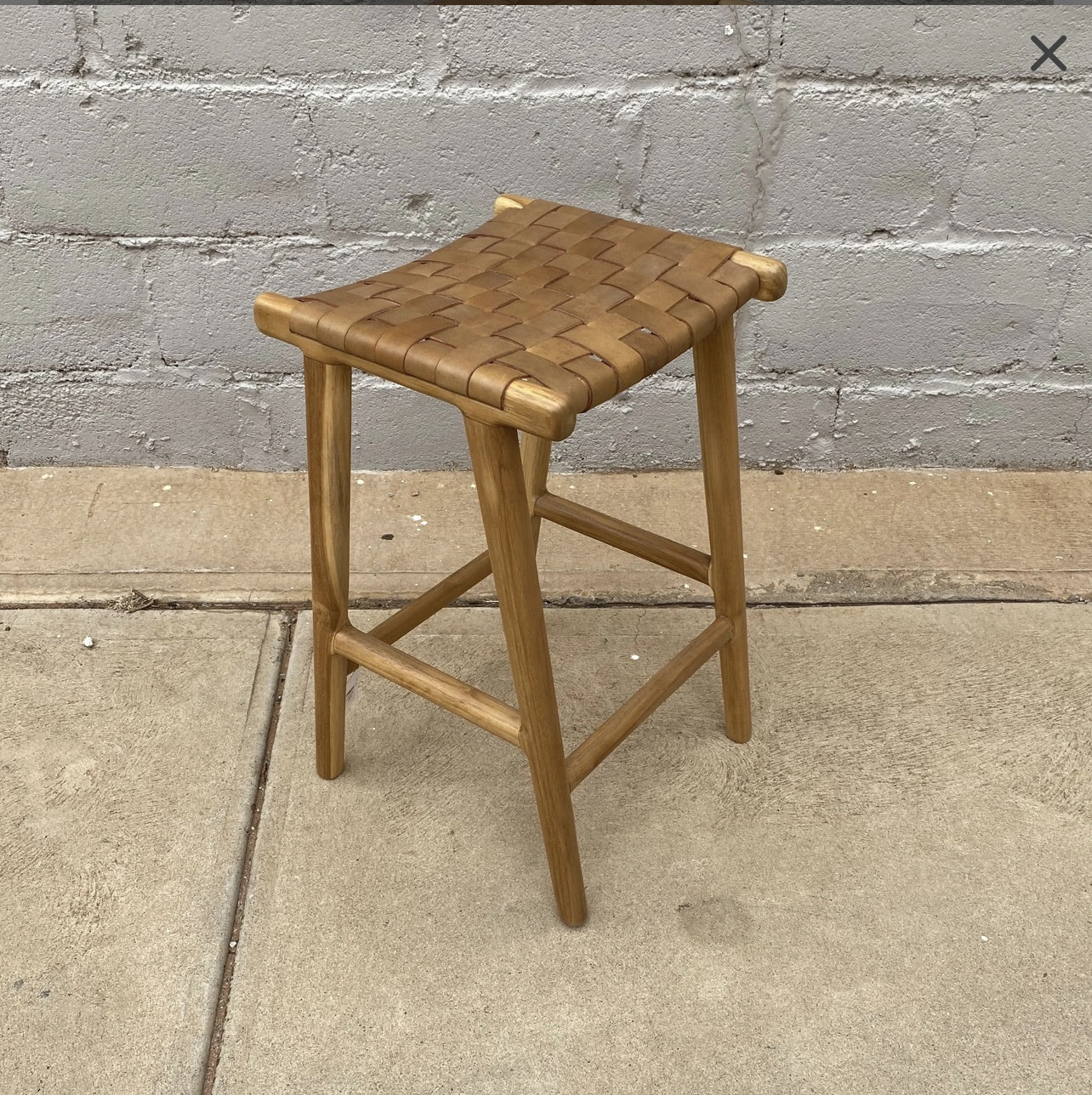 Bar Stool Woven Leather Walnut