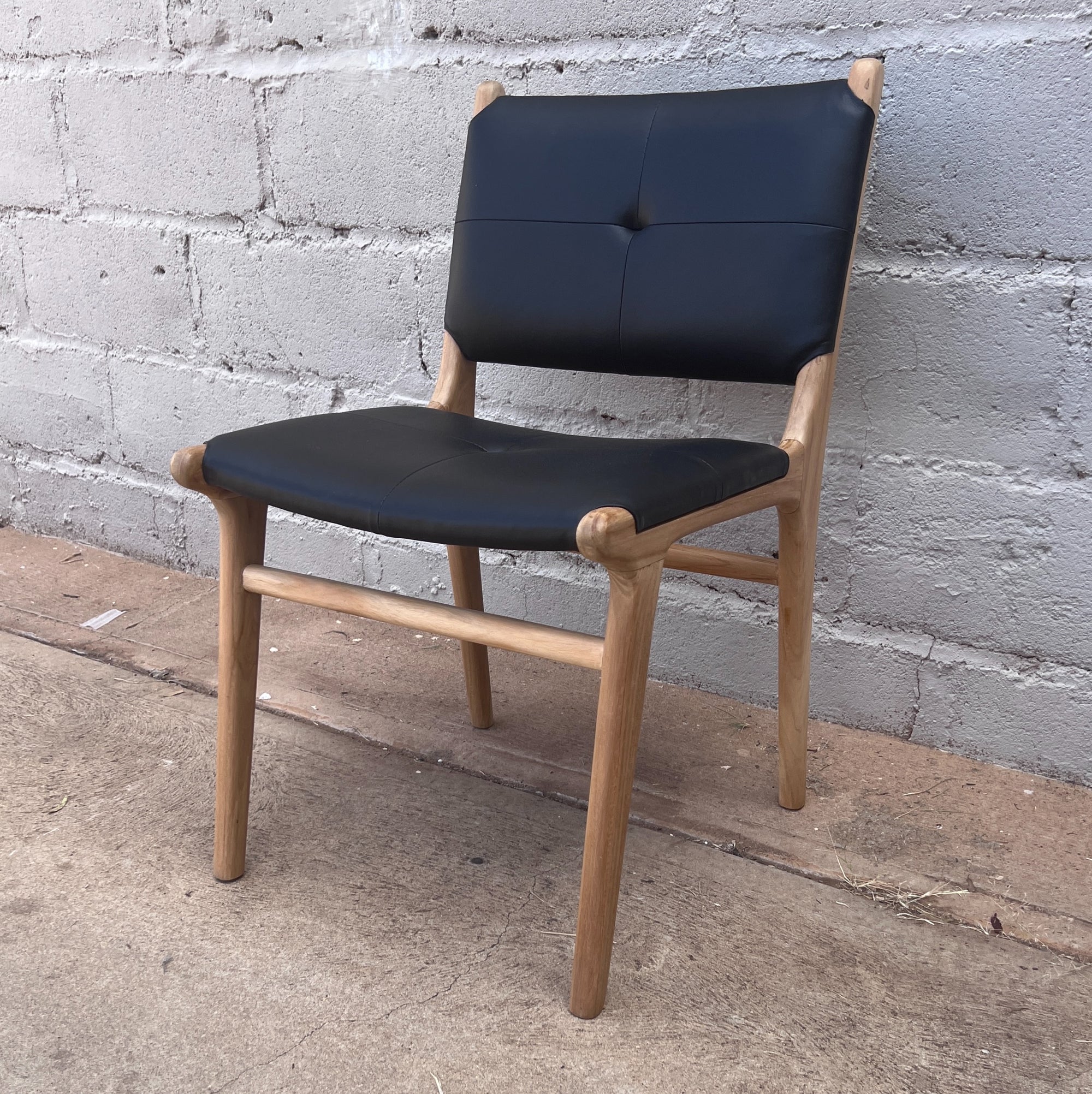 Dining Chair Leather Padded Black