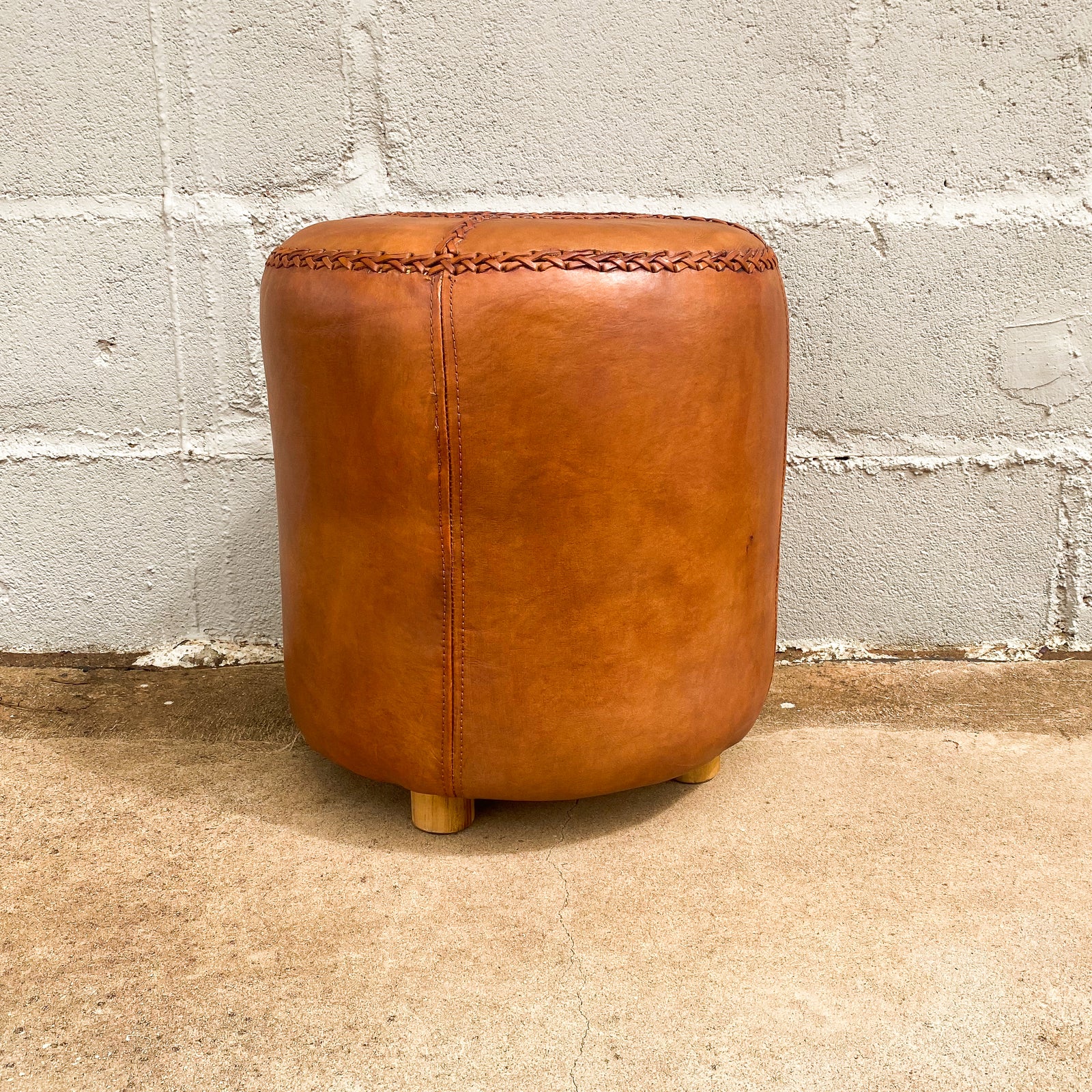 Ottoman Leather Round Full