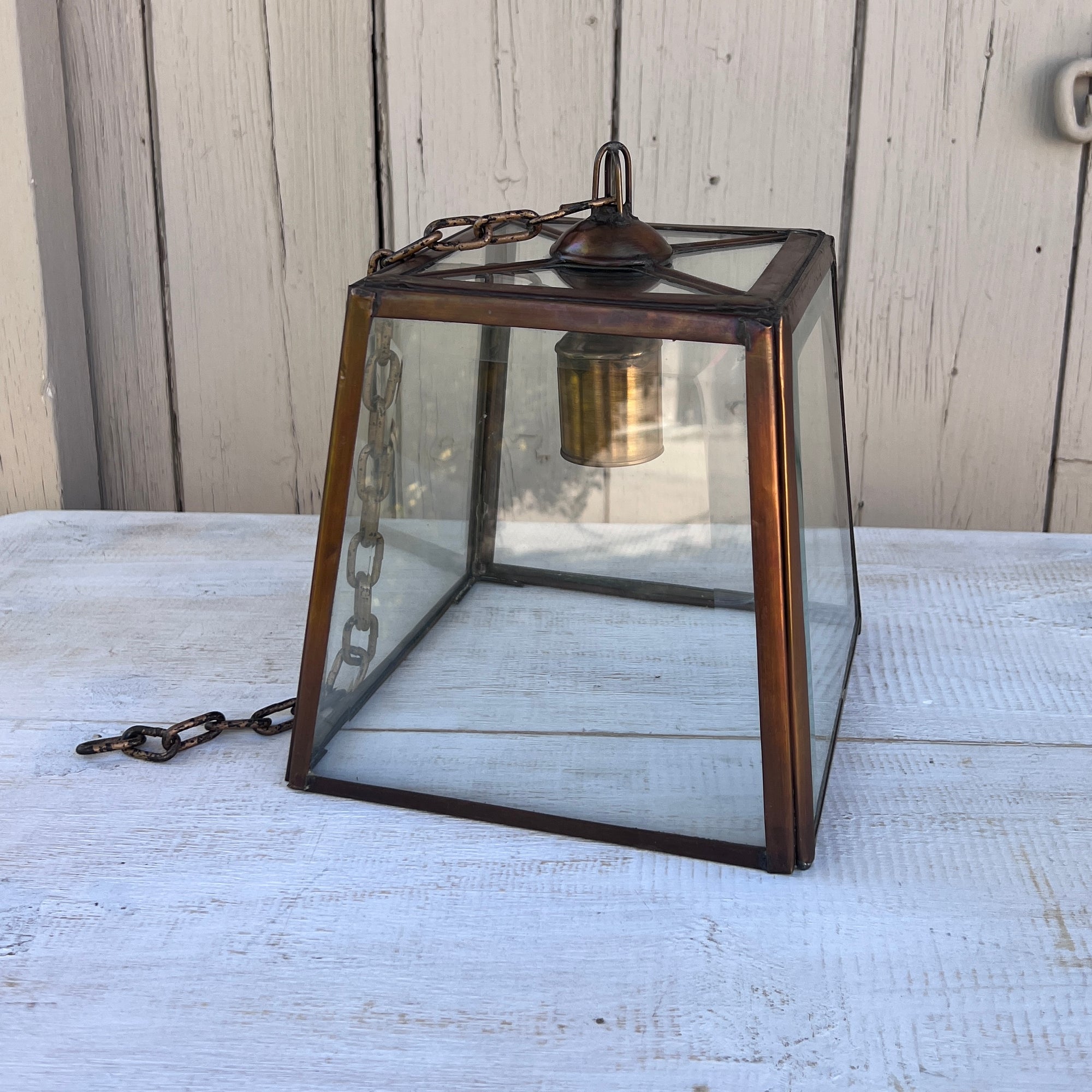 Lantern Hanging Square Clear Bevelled Glass