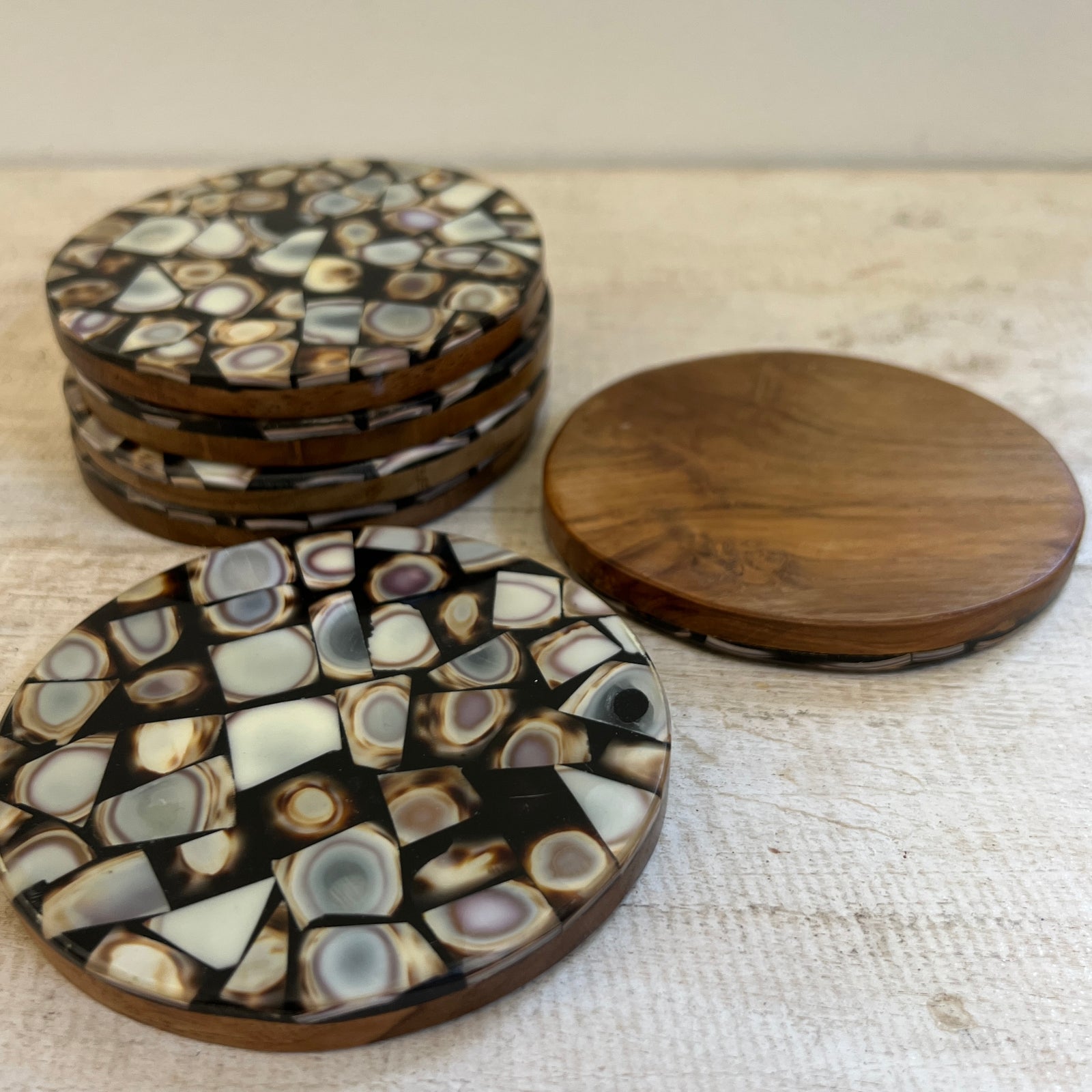 Coaster Set Square Resin Shell