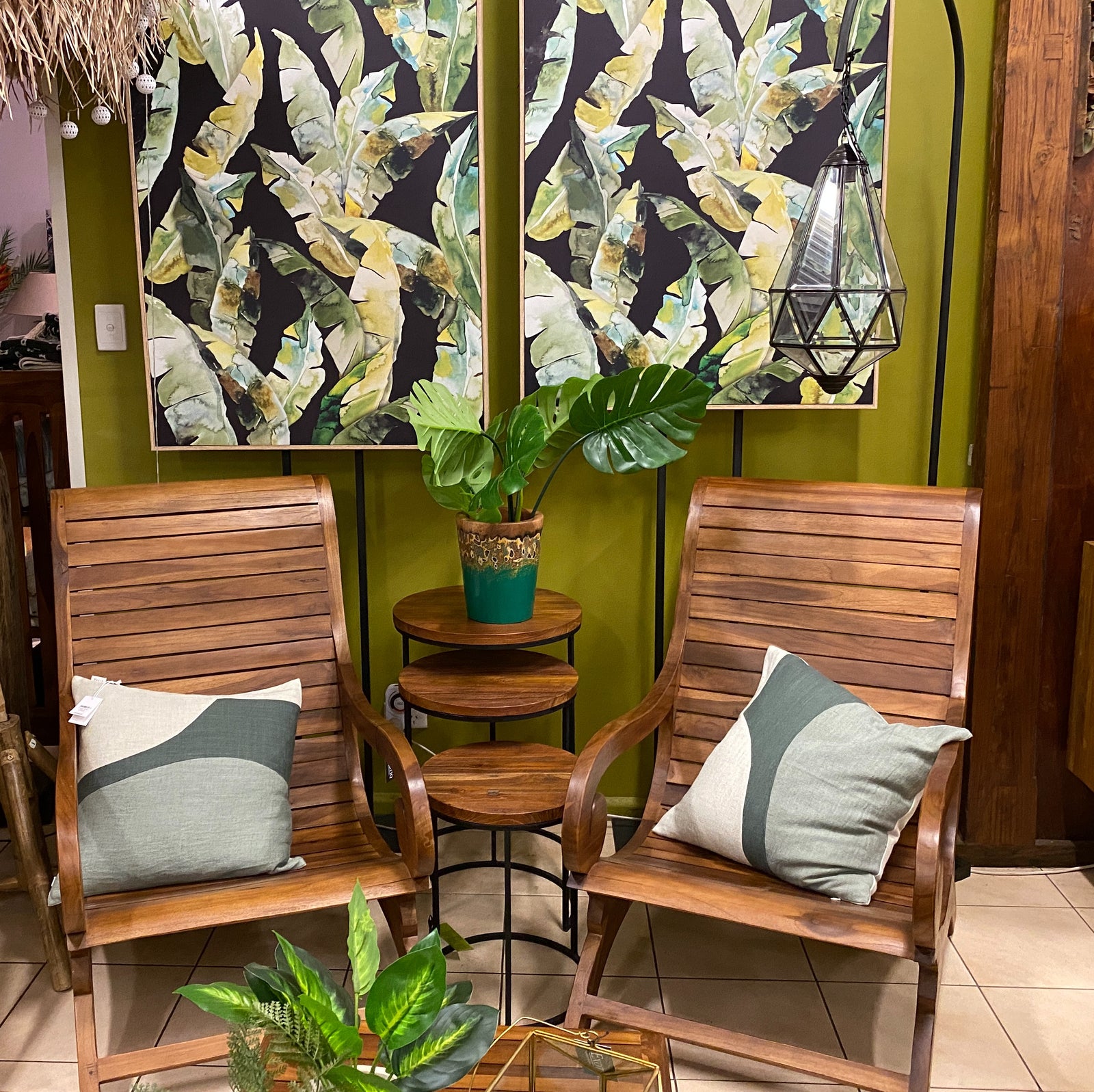 Chair Lazy Teak Wood & Stool