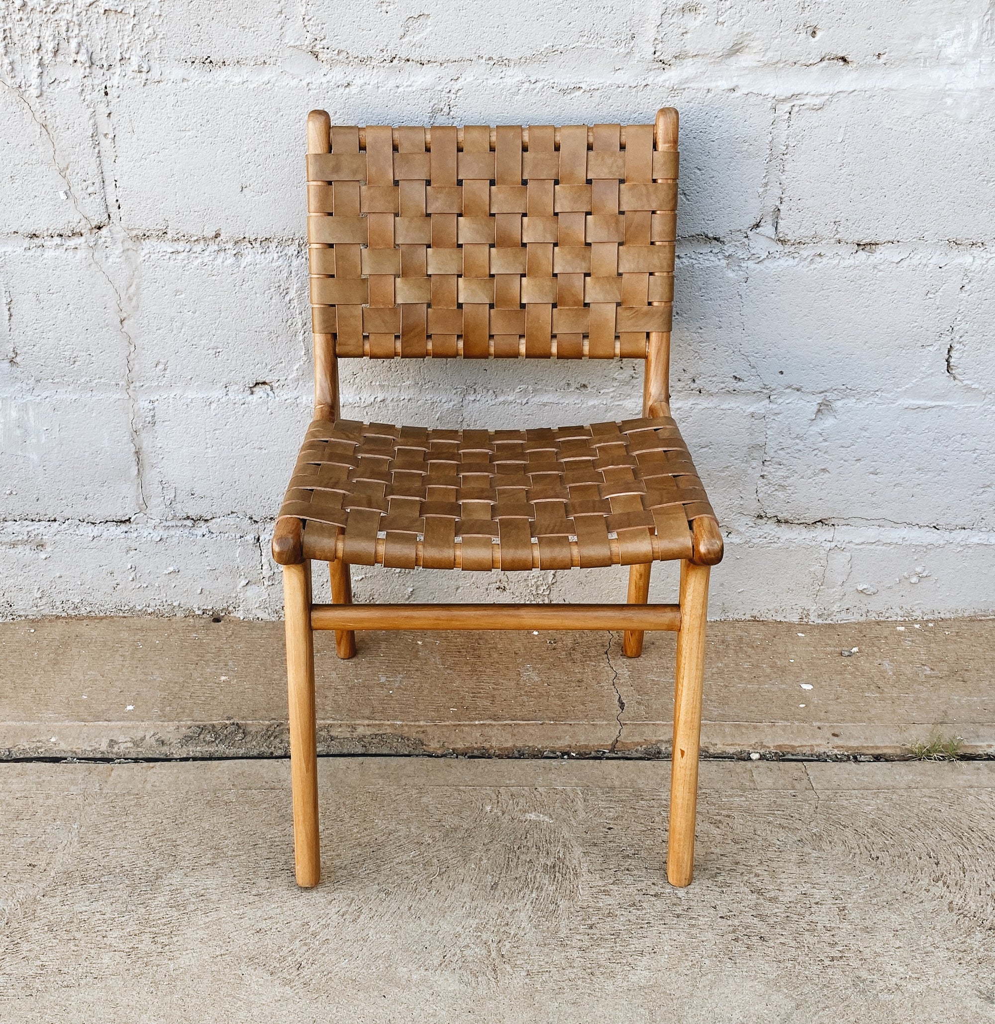 Dining Chair Leather Woven Walnut