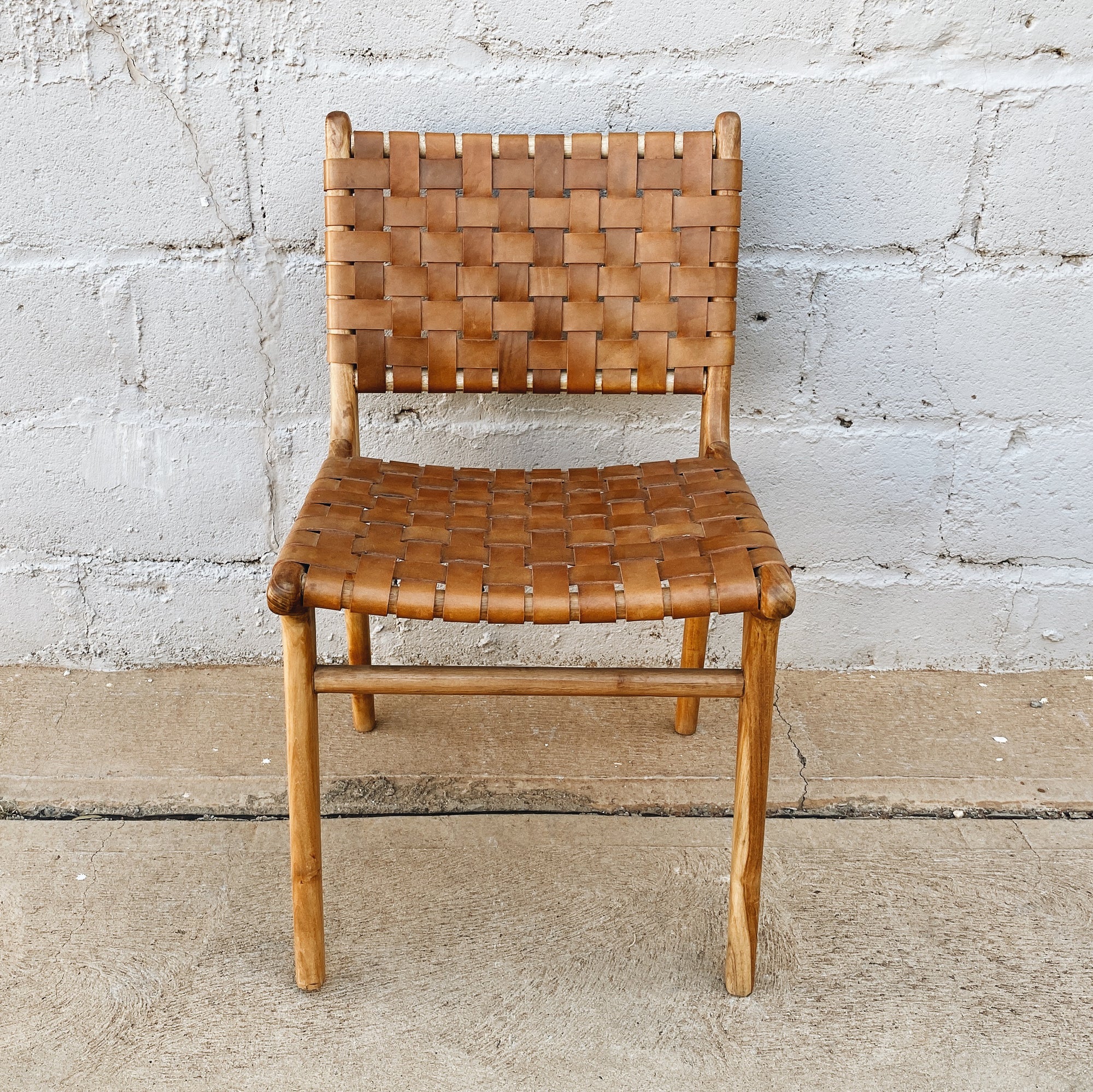 Dining Chair Leather Woven Black