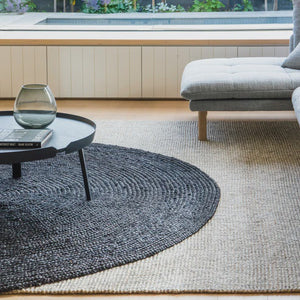 Rug Round Braided Black