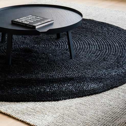 Rug Round Braided Black